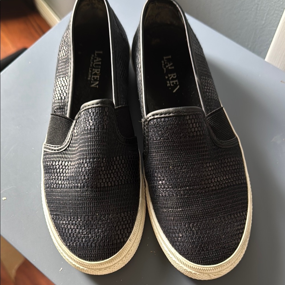 Ralph Lauren Double RL Black Slip-On Loafers
